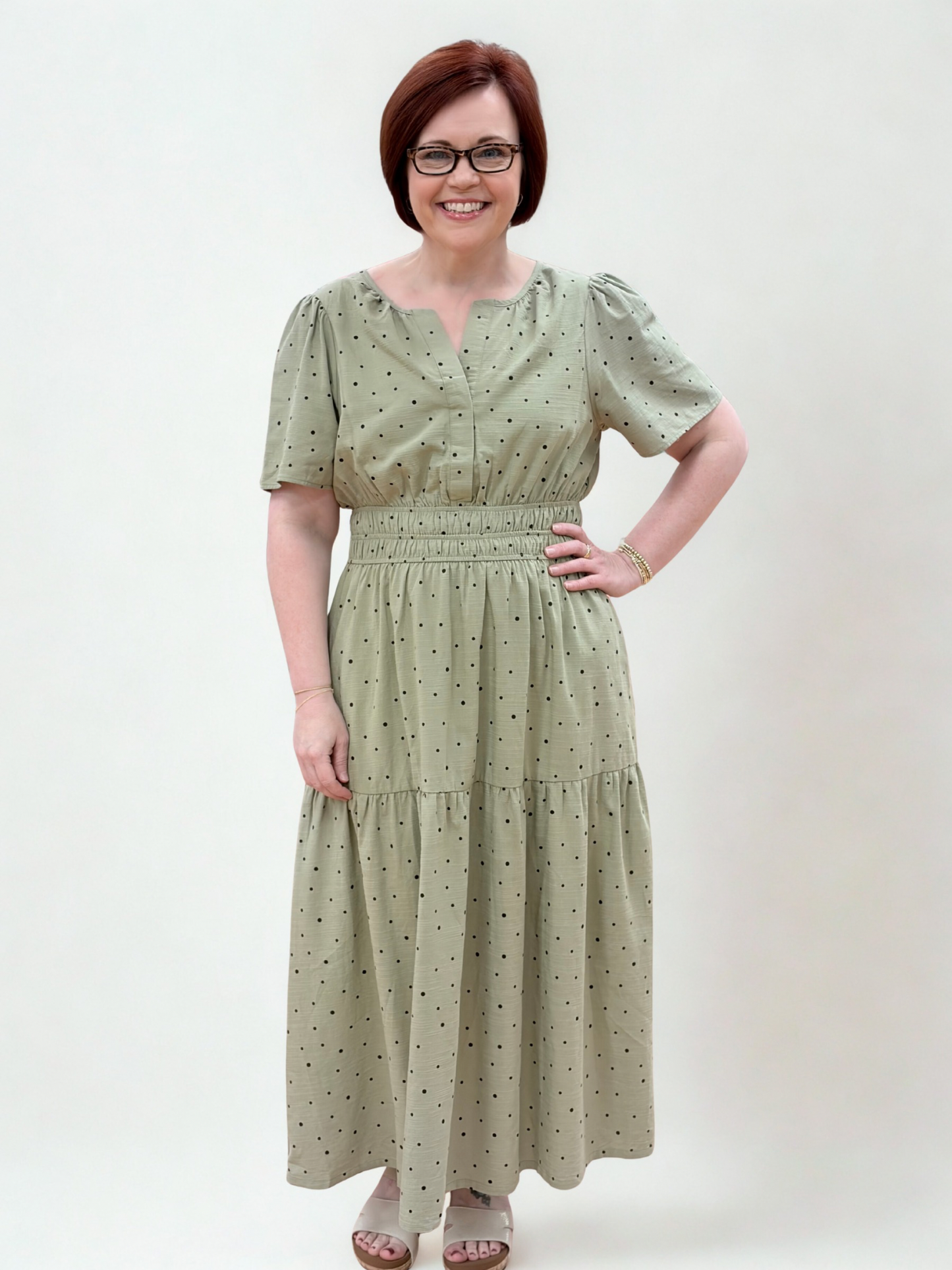 Green Polka Dot Maxi Dress