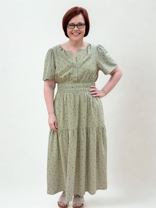 Green Polka Dot Maxi Dress