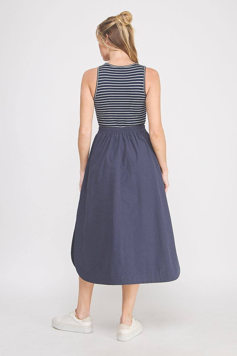 Striped Knit Tank Midi Dress | Blue