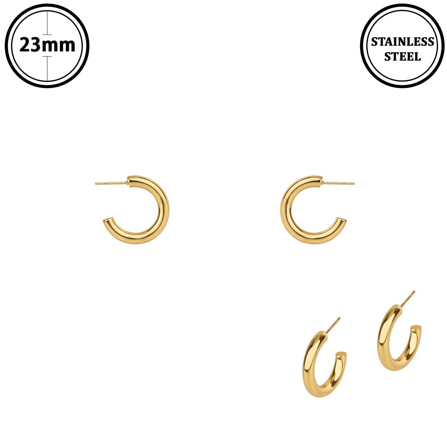 Stainless Steel 1" Gold Hoop Earrings