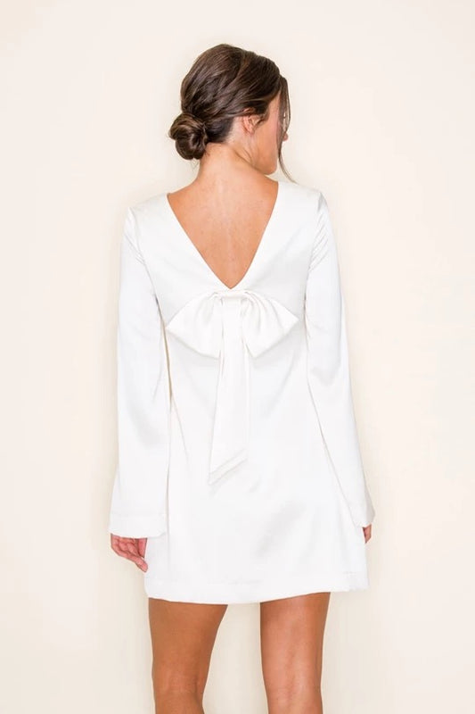 Sweet Grace Long Sleeve Mini Dress - White