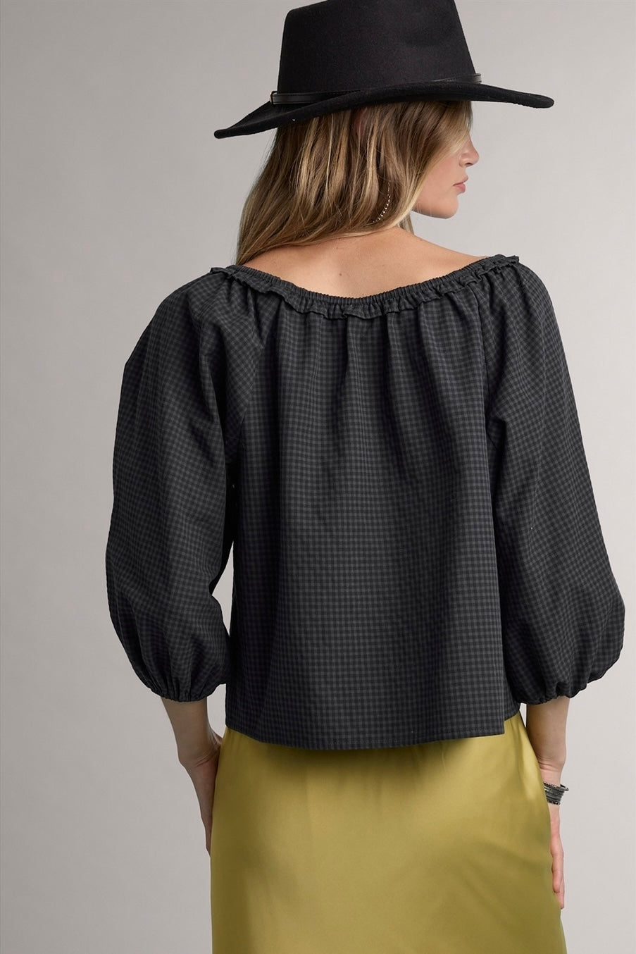 Navy Gingham Blouse