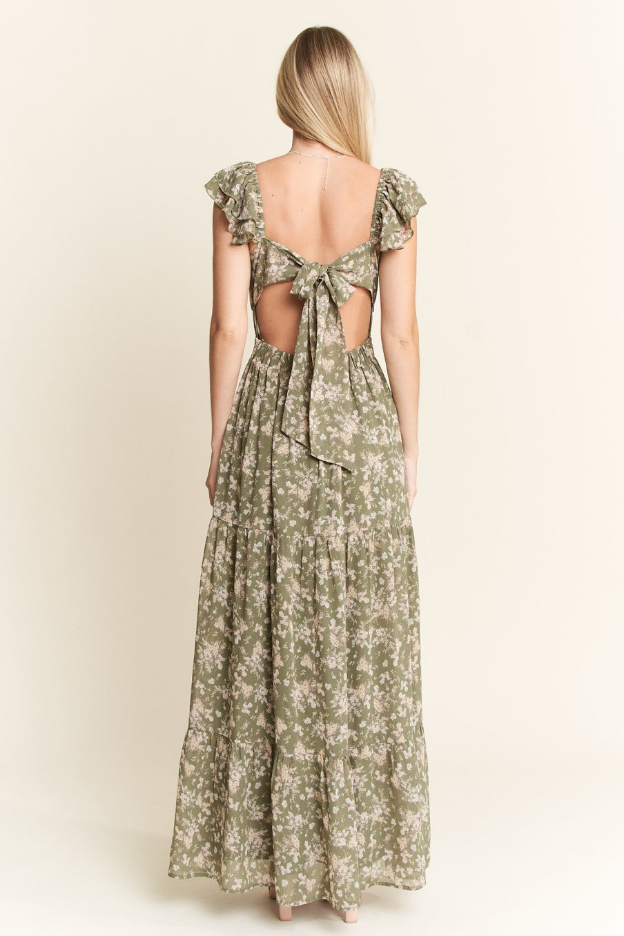 Ruffle Sleeve Tiered Maxi Dress
