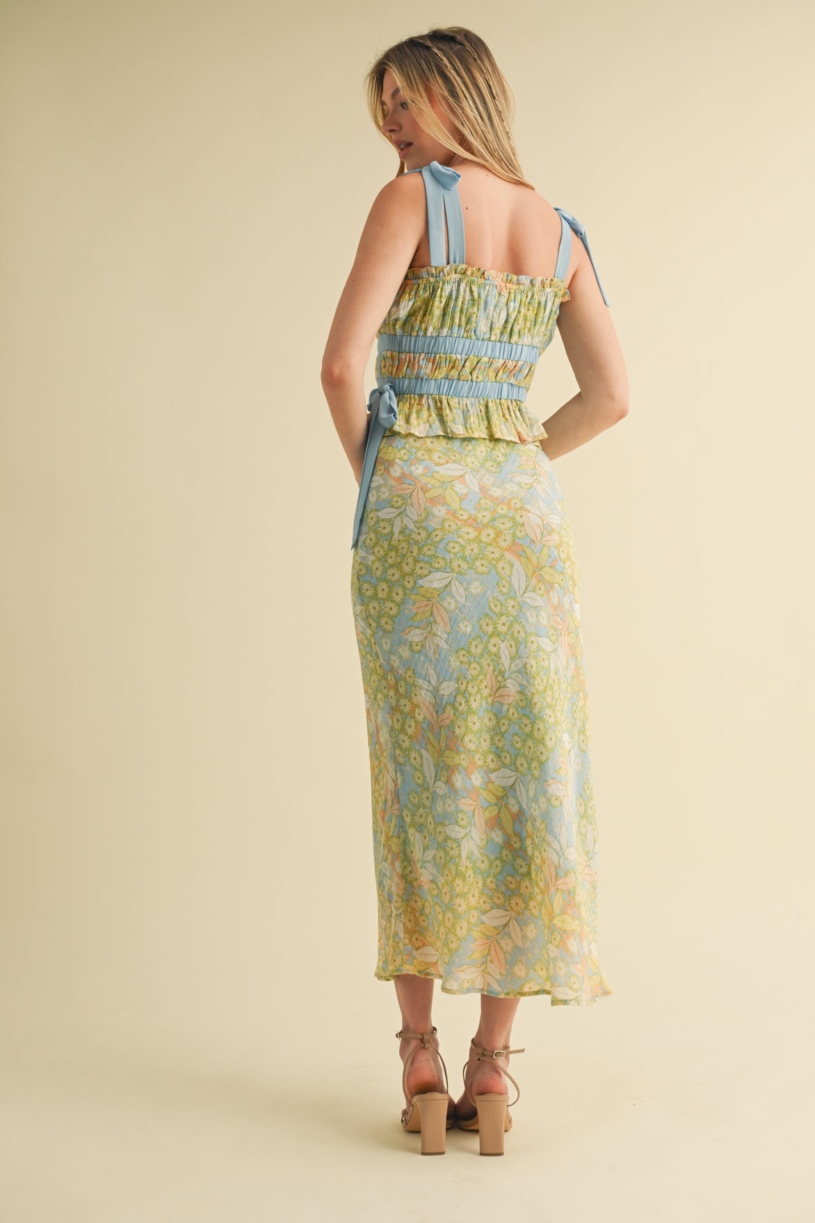 Floral Top & Midi Skirt Set