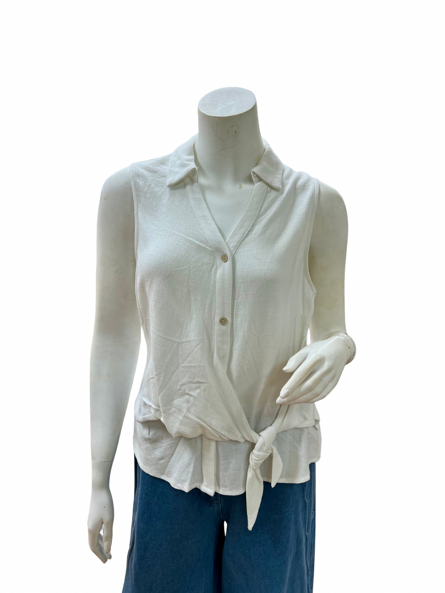White Button-Up Tie Top