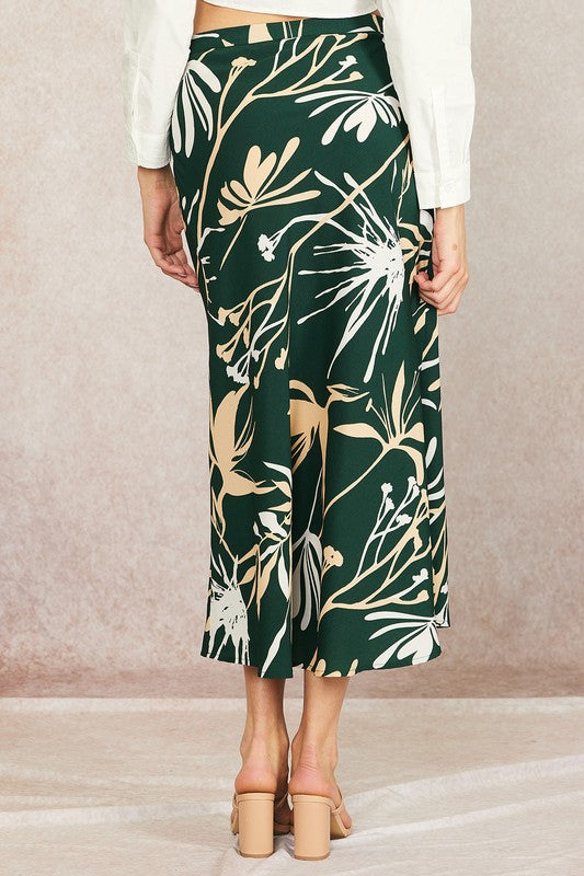 Printed Satin Maxi Skirt