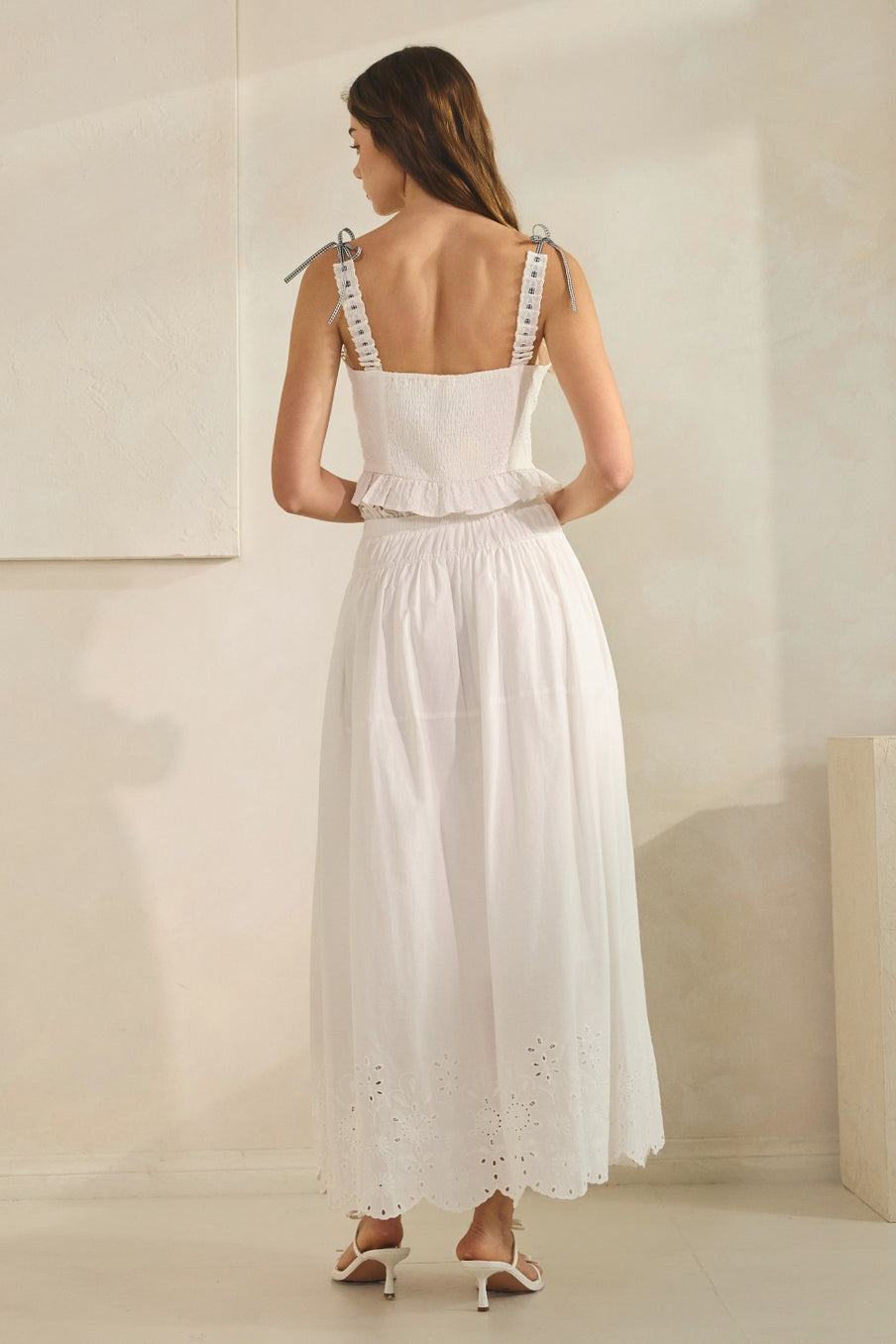 Retro-Inspired Eyelet Midi Skirt