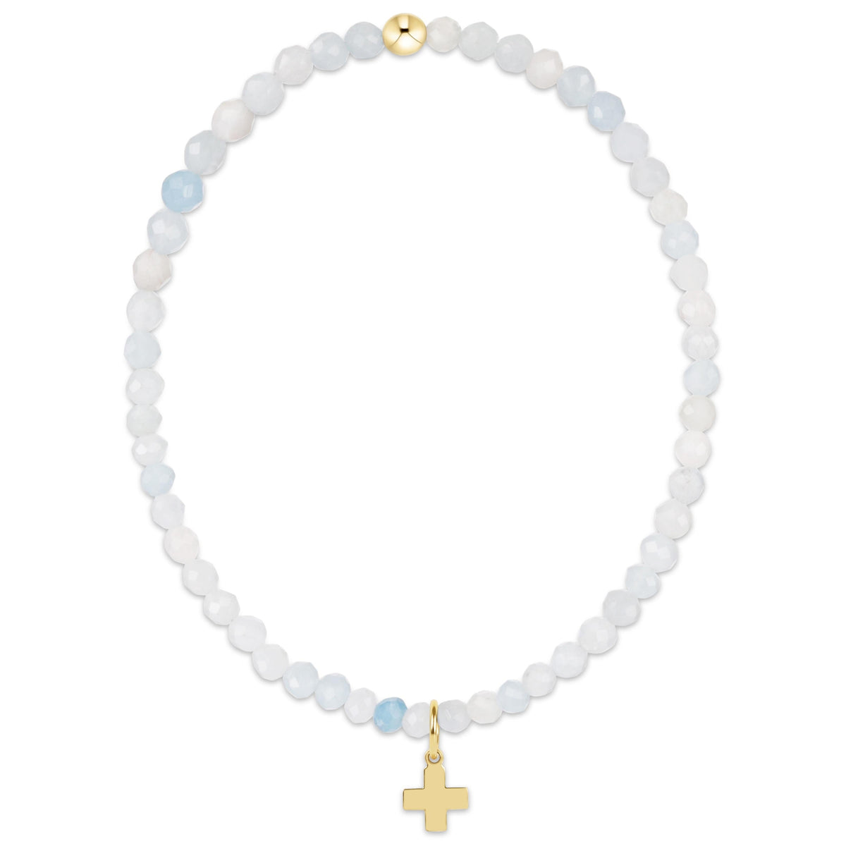 Classic Aquamarine 3mm Bracelet with cross charm | enewton