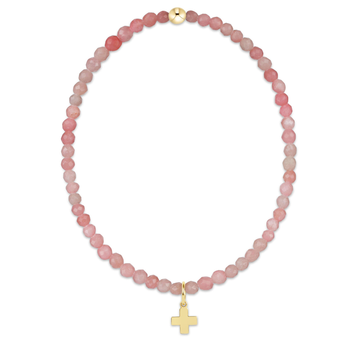 Classic Pink Opal 3mm Bracelet with cross charm | enewton