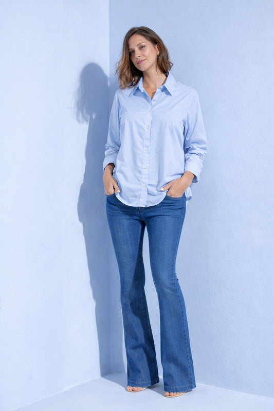 Long Sleeve Cotton Poplin Blouse