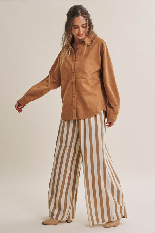 Coastal Linen Blend Wide Leg Pants | Light Mocha