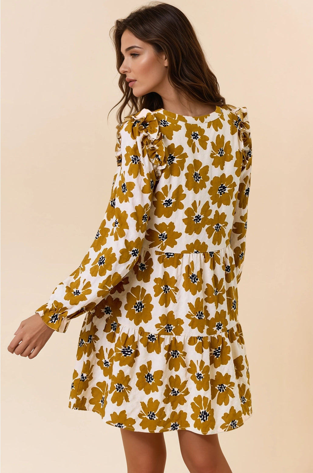 Floral Print Tiered Mini Dress | Dijon
