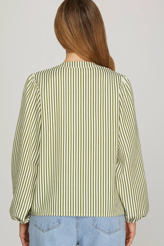 Sage & Stripes Top
