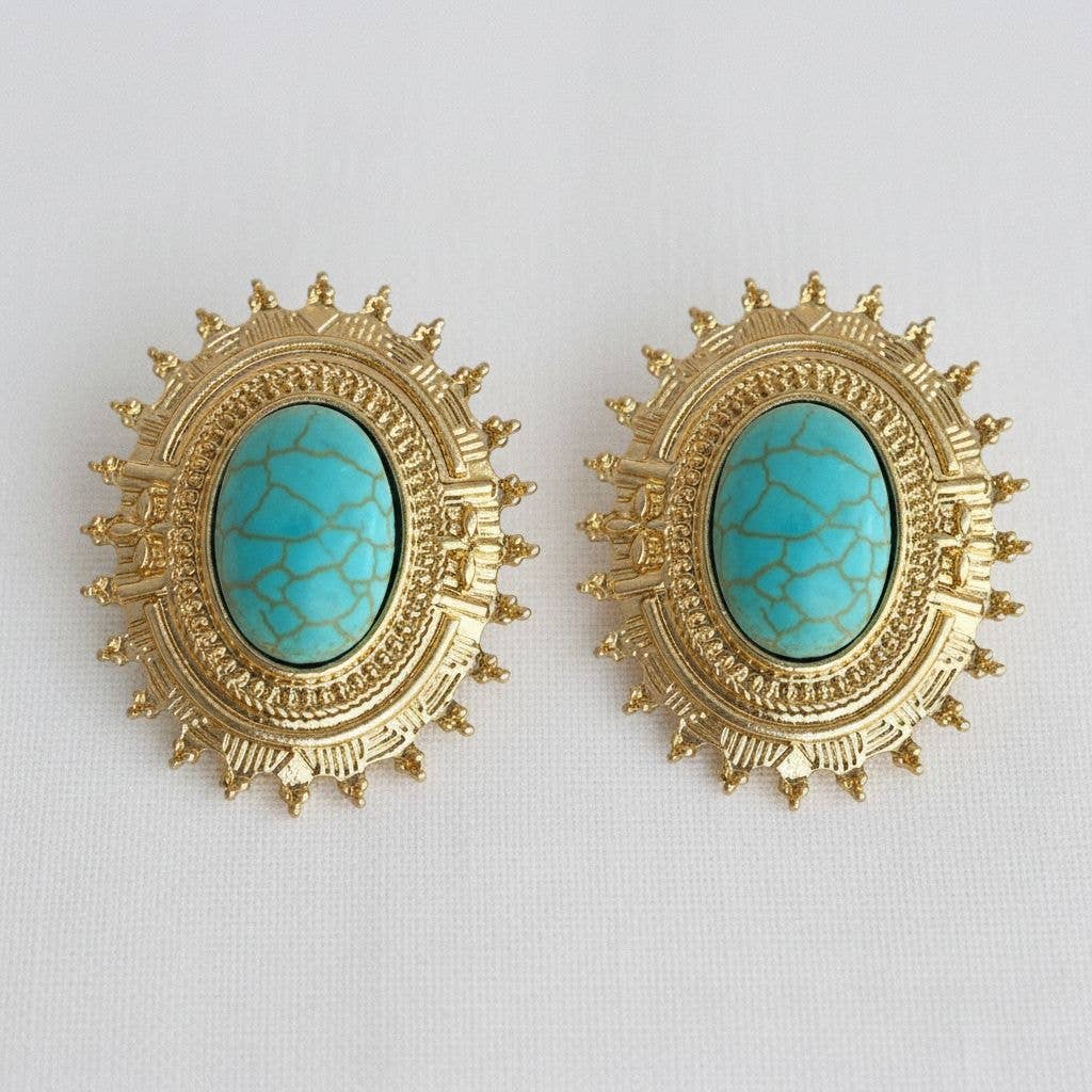Chic Vintage-Inspired Turquoise Drop Earrings