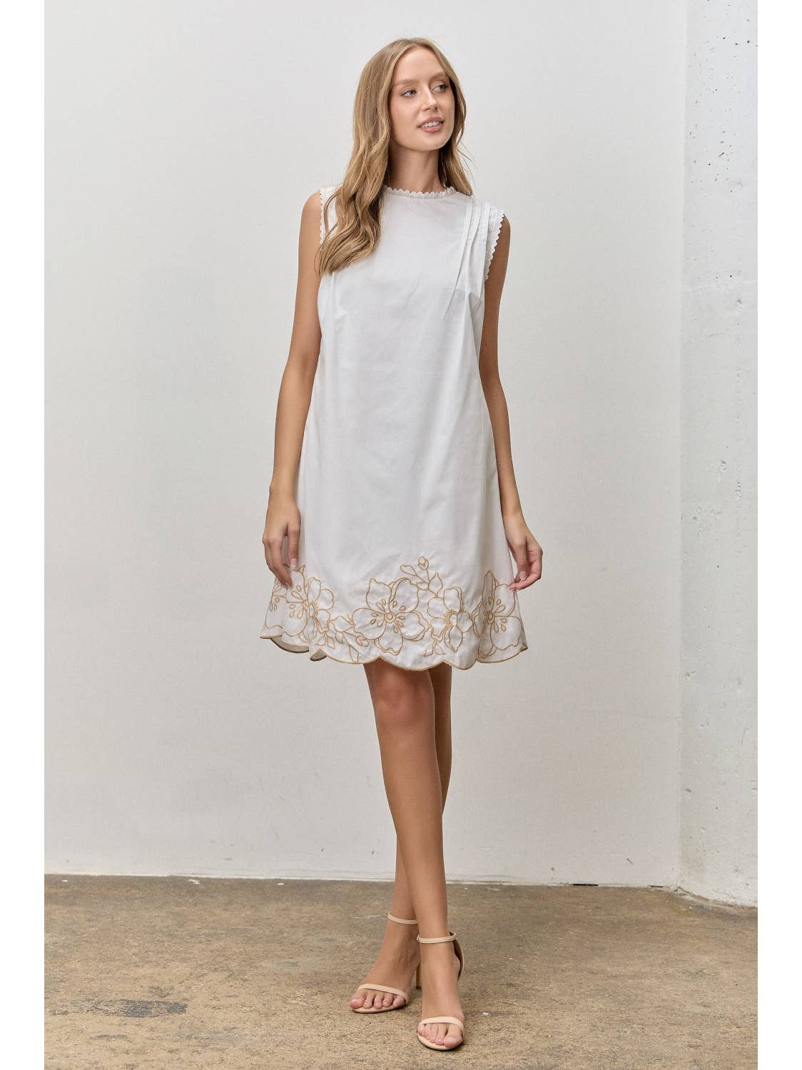 Floral Embroidered Sleeveless Dress