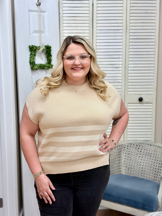 Short-Sleeve Sweater- khaki