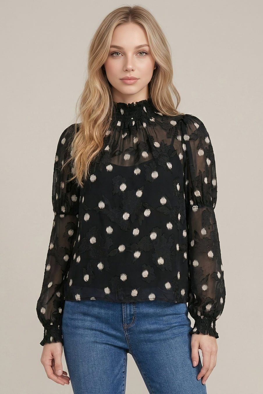 Midnight Polka-Dot Top