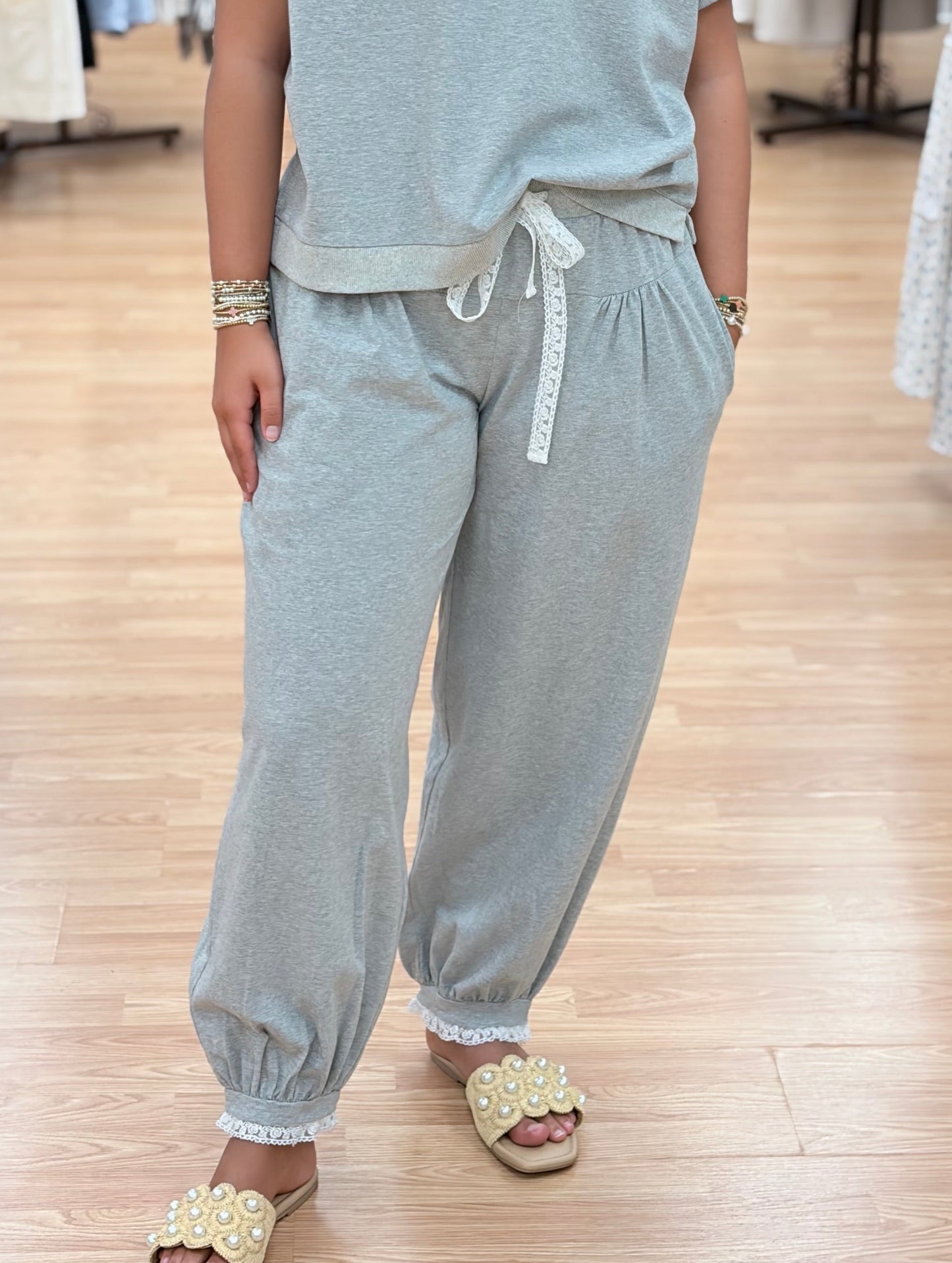 Grey Lace Pants