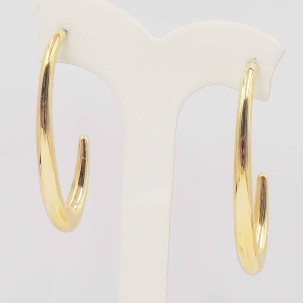 Stainless Steel Oval 2" Gold Earring