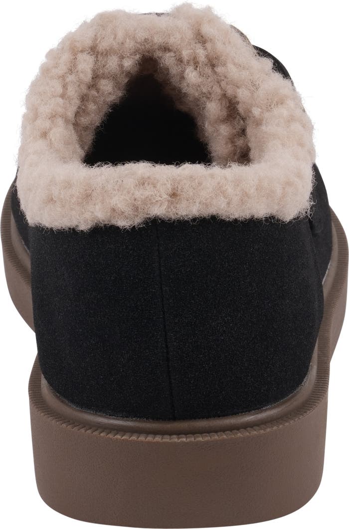 Black Faux Shearling-Lined Mule Clog