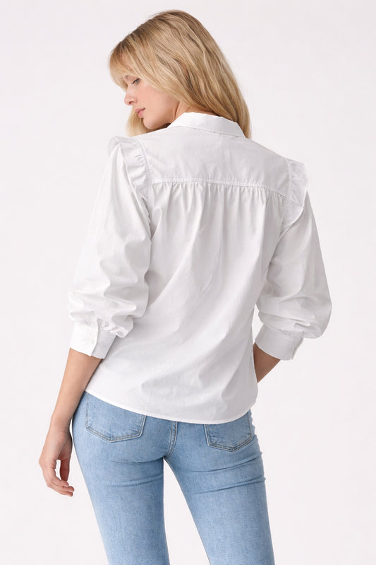Marshmallow Mesh-Sleeve Blouse