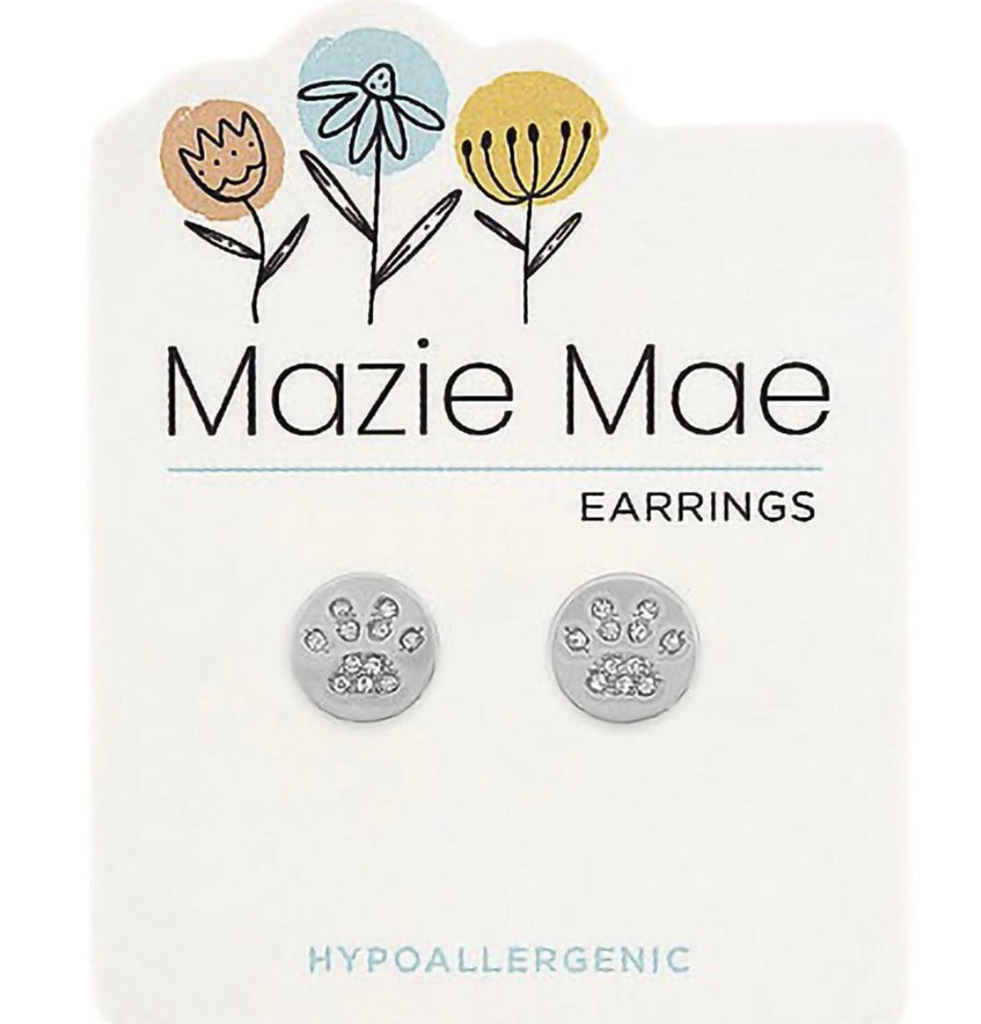 Silver Paw Print Earrings | Mazie Mae