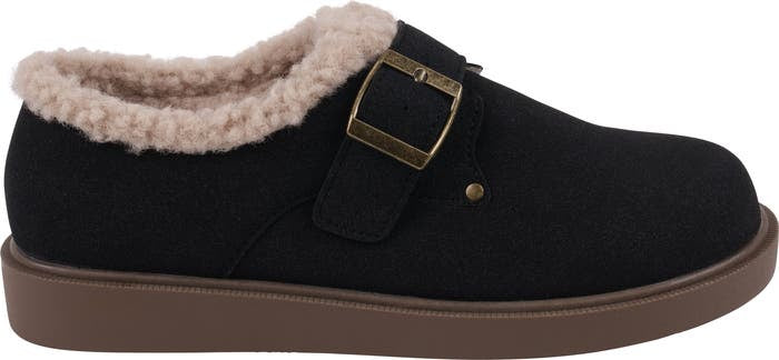 Black Faux Shearling-Lined Mule Clog