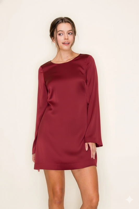 Red Long Sleeve Mini Dress