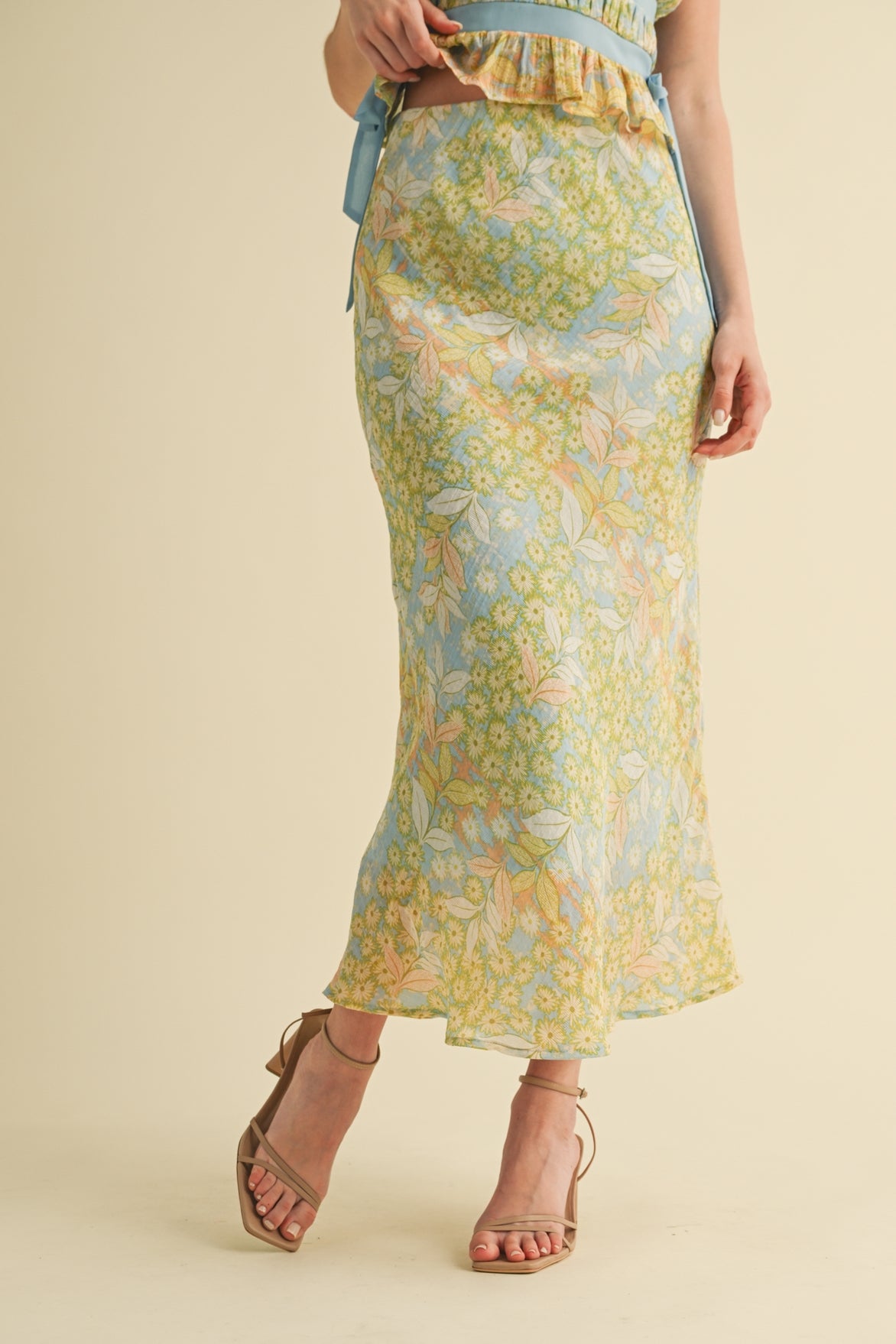 Floral Top & Midi Skirt Set