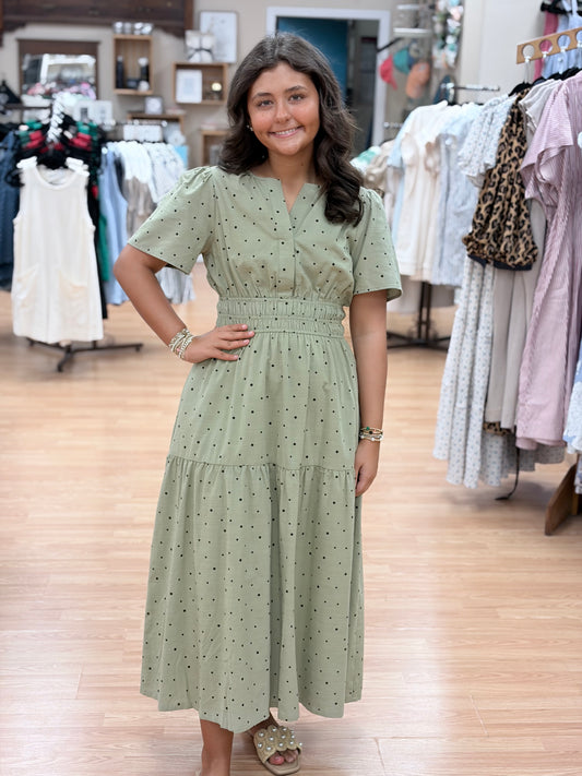 Green Polka Dot Maxi Dress