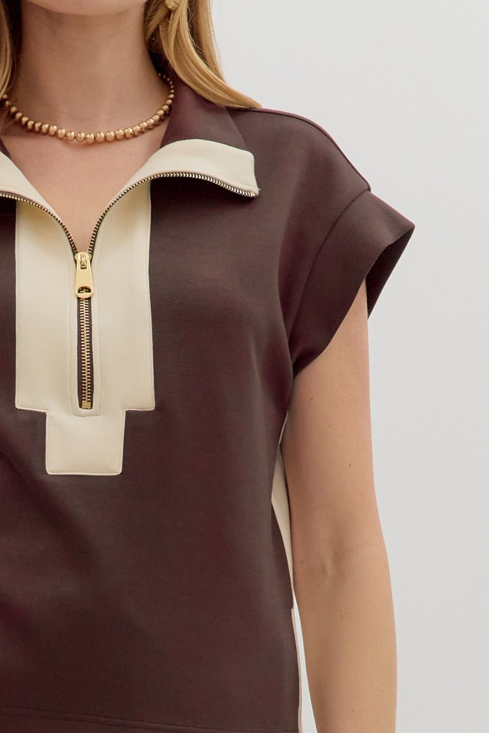 Zip-Front Pullover Top