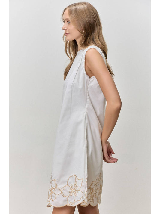 Floral Embroidered Sleeveless Dress