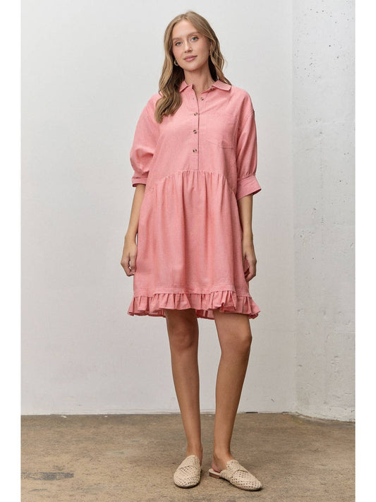 Short Sleeve Striped Tiered Ruffle Mini Dress