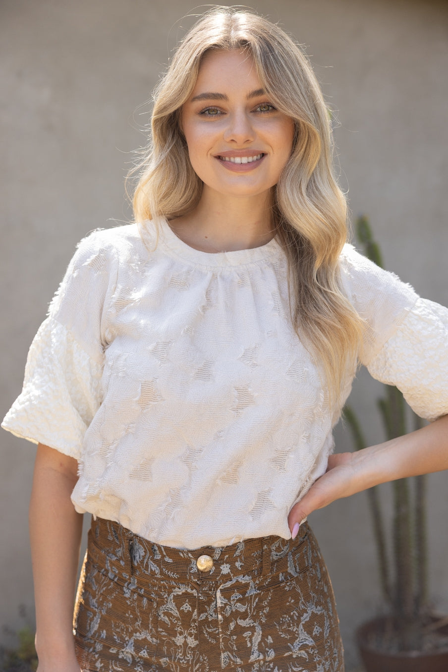 Ivory Bloom Top