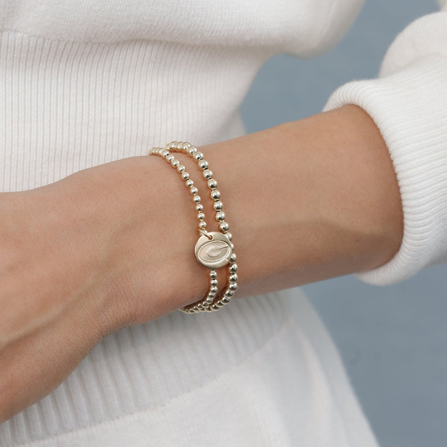 ecollegiate classic gold 3mm bracelet - uga disc | enewton