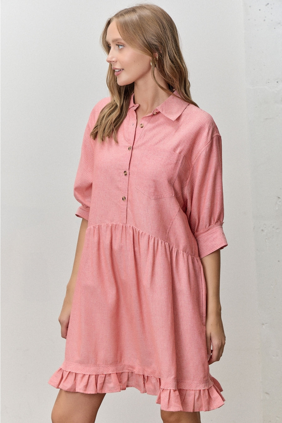 Short Sleeve Striped Tiered Ruffle Mini Dress
