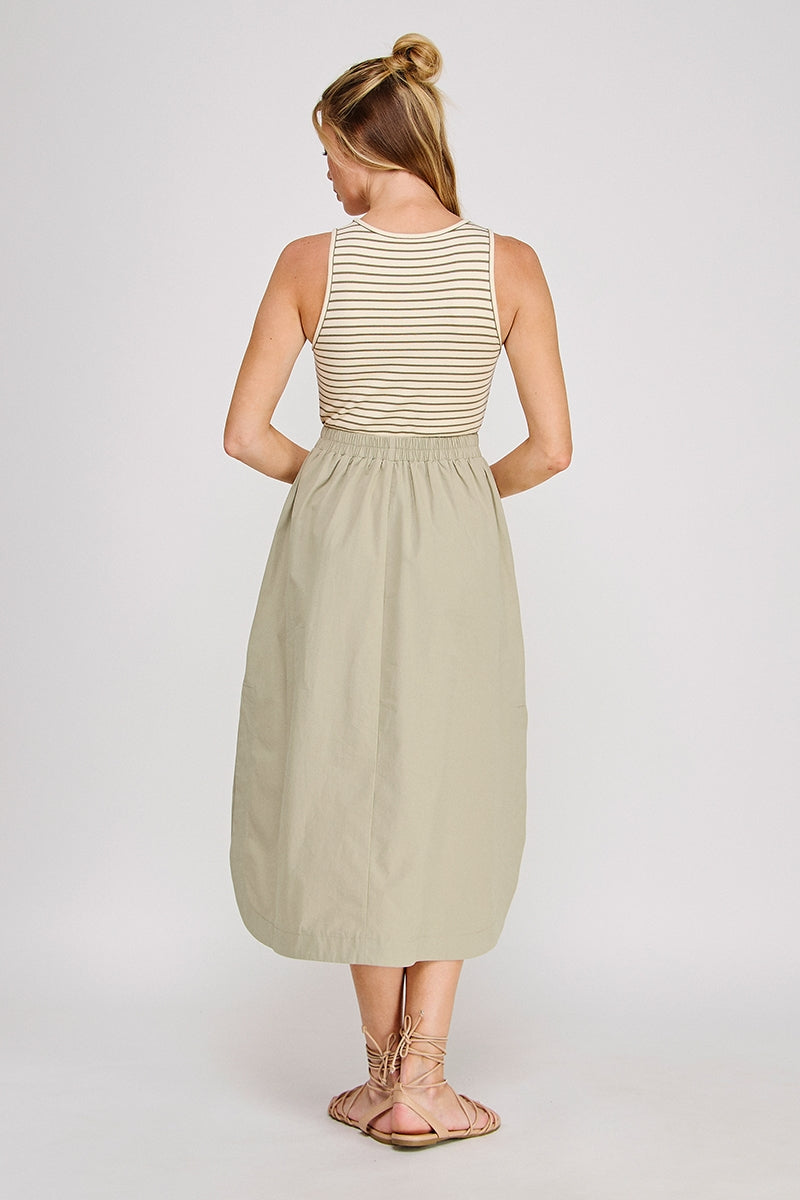 Striped Knit Tank Midi Dress | Green