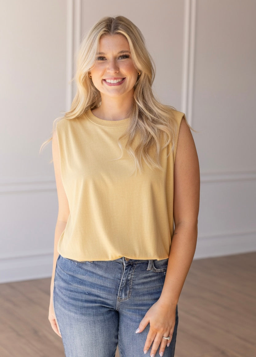 Yellow Bubble Hem Tank
