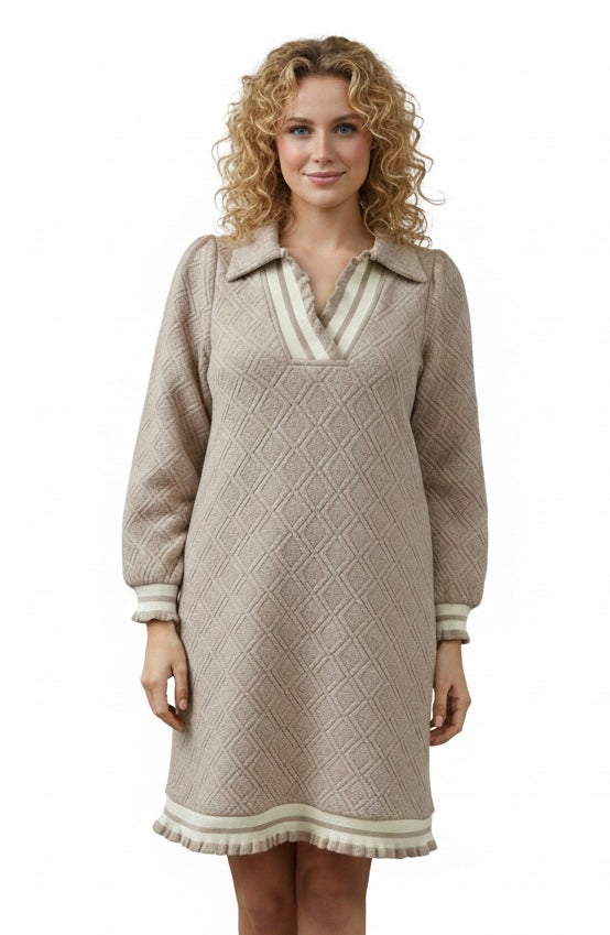 Beige Quilted Texture Dress