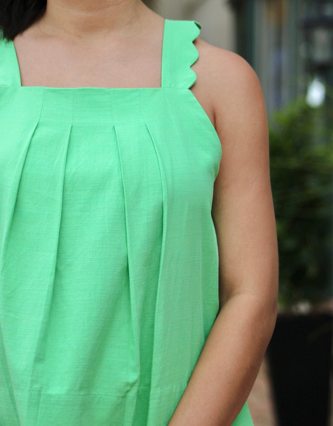 Green Scalloped Strap Tank