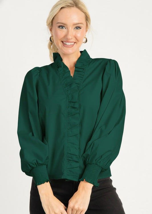 Victorian Ruffle Blouse Green