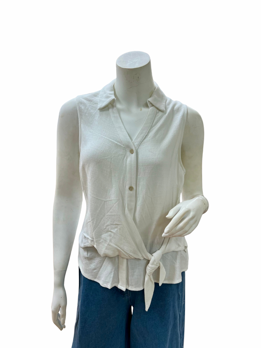 White Button-Up Tie Top