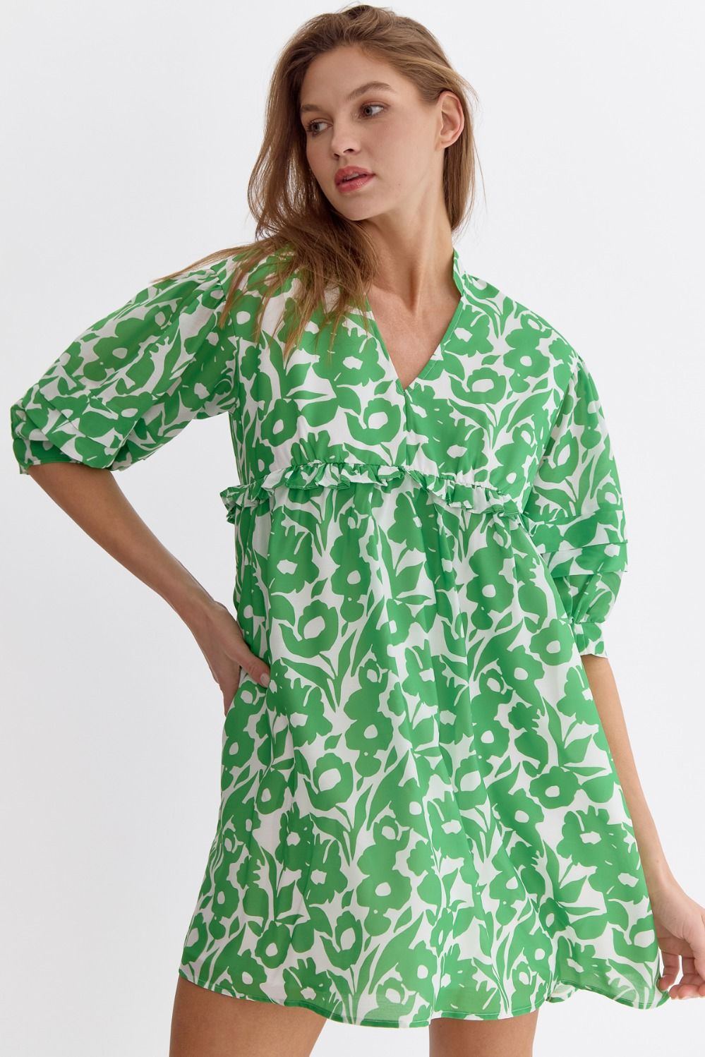 Half Sleeve Babydoll Mini Dress