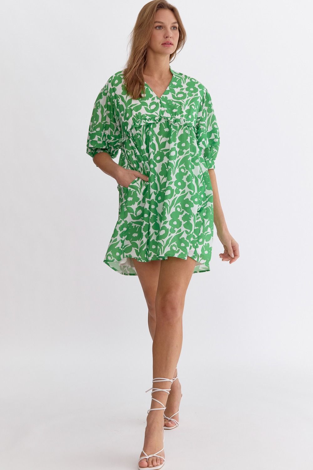 Half Sleeve Babydoll Mini Dress