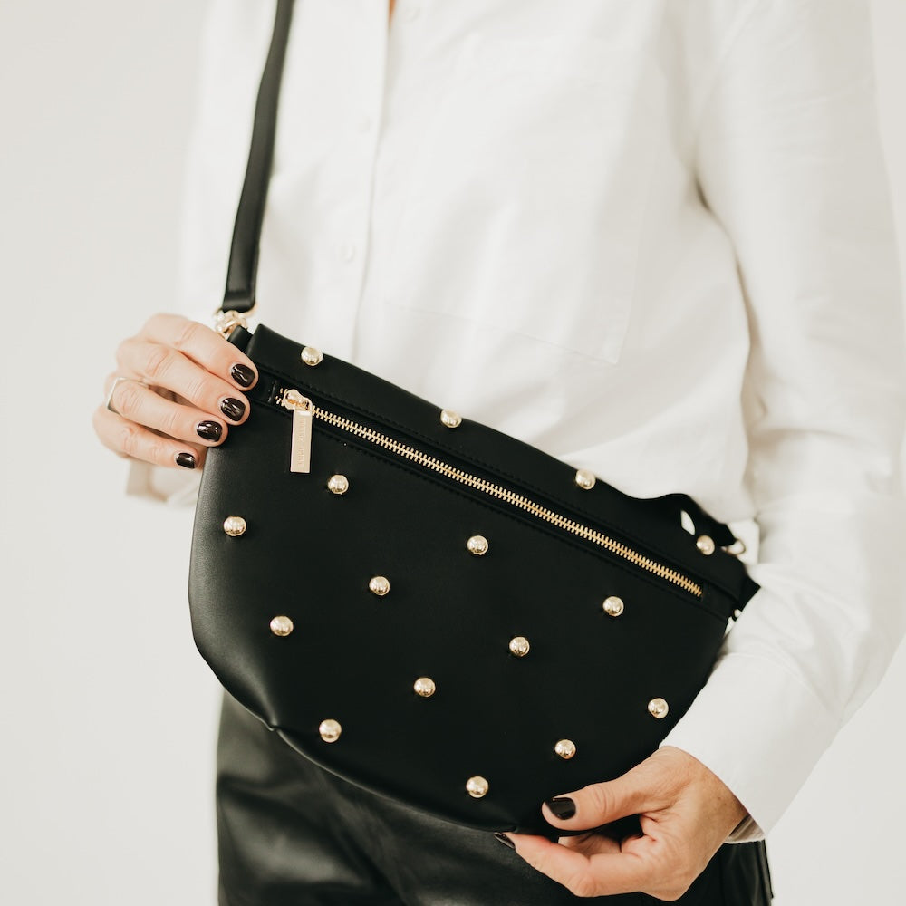 Chic Gold Studded Westlyn Bum Bag | 3 Sisters Collection