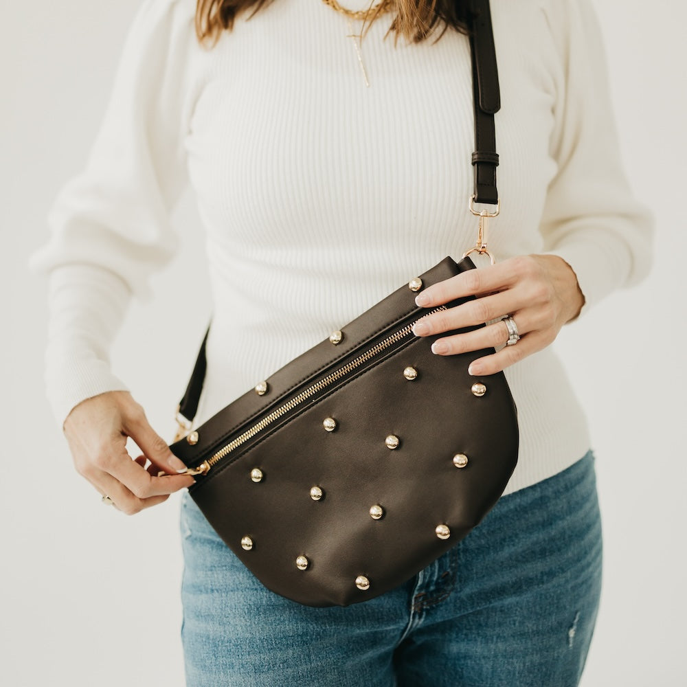 Chic Gold Studded Westlyn Bum Bag | 3 Sisters Collection