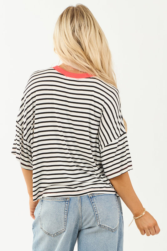 Striped Half Sleeve Top