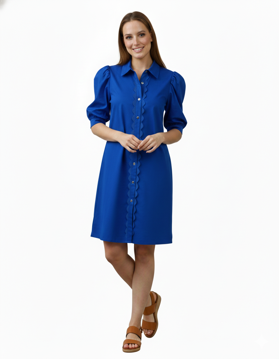 Scallop Button Dress