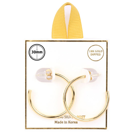 Gold Sterling Silver Post Hoop Earrings