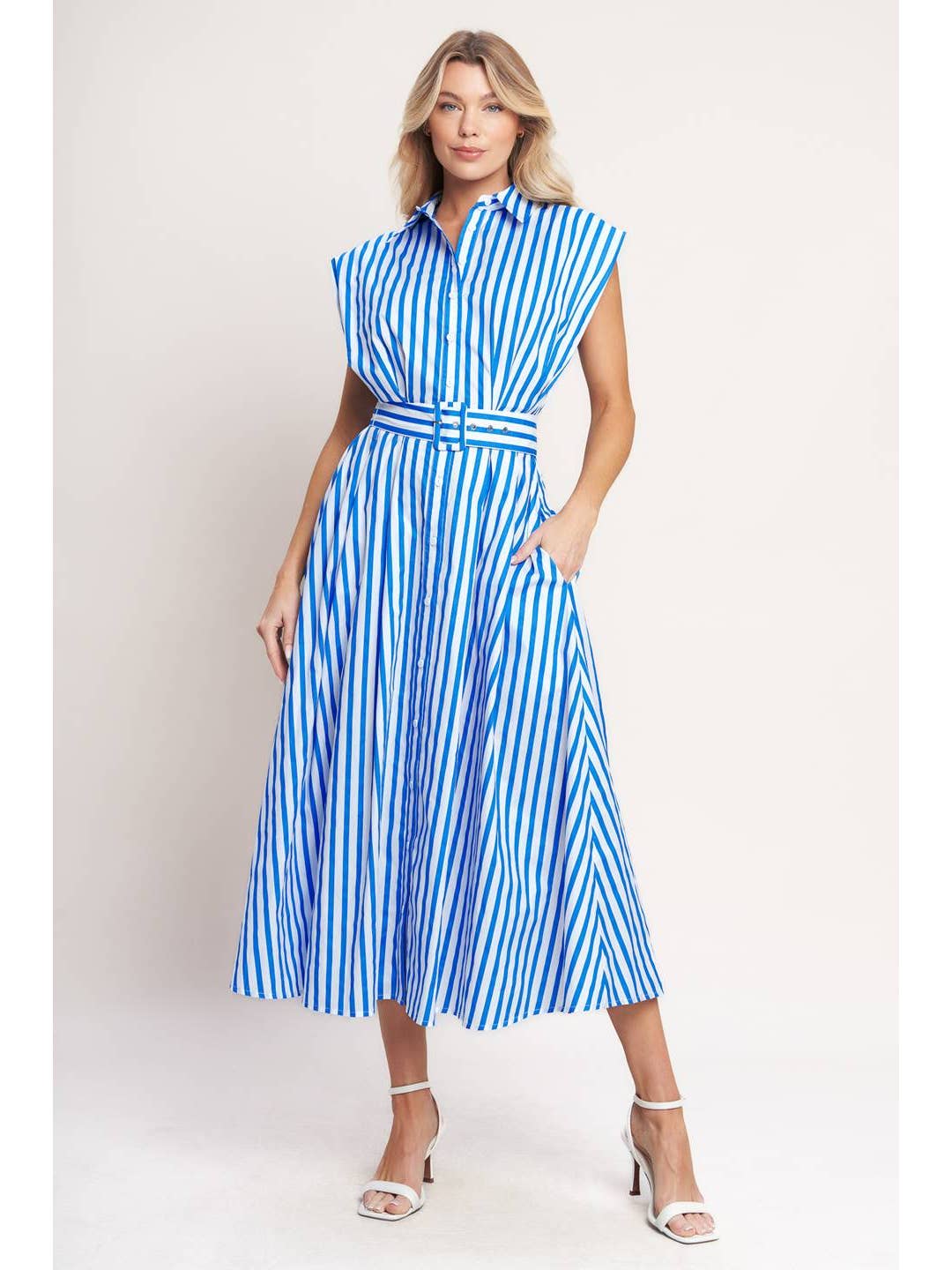 Striped Woven Midi Dress
